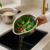 Premium Stainless Steel Strainer & Mixing Bowl Set β Dual Use for Washing, Draining & Cooking Prep