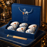 Luxury Japanese Ceramic Bowl Set with Chopsticks β Floral Design (2 / 4 / 6 Pcs Gift Set)