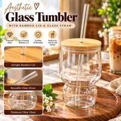 Glass tumbler with straw