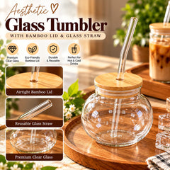 Glass tumbler with straw
