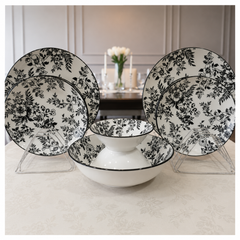 28-Piece Premium Floral Porcelain Dinner Set – Elegant Dining Collection