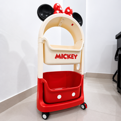 Original Disney Mickey Mouse Kids Rolling Storage Organizer Cart – Red