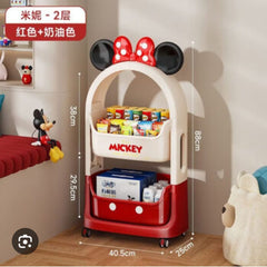 Original Disney Mickey Mouse Kids Rolling Storage Organizer Cart – Red