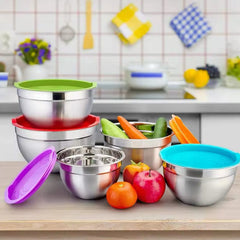 Stainless Steel Bowl Set | Airtight Lids – 5 Pcs | Pure Steel