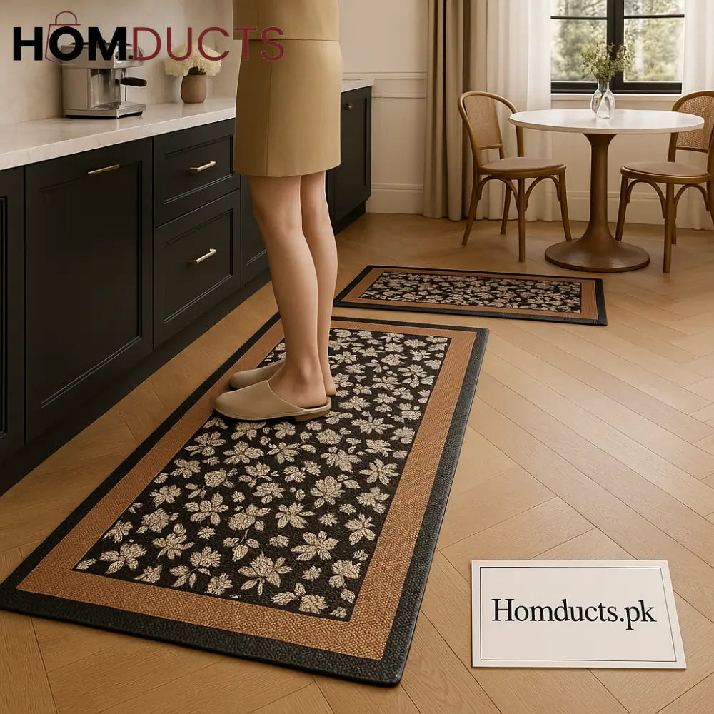 Luxury Anti-Fatigue Kitchen Mat Set – Premium Floral Design, Non-Slip Comfort Rugs