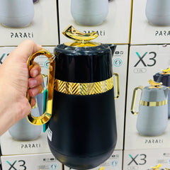 Product 1 (Black with Gold Pattern)
Parati X3 Luxury 1.0L Unbreakable Vacuum Flask

Product 2 (Matte Black with Gold Lever)
Lavidar LP1P Premium 1.0L Unbreakable Thermal Jug